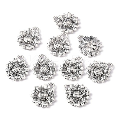 Sunflower Tibetan Style Alloy Pendants X-TIBEP-R344-35AS-LF-1