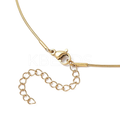 Handmade Flower Printed Porcelain Round Beaded 304 Stainless Steel Snake Chain Necklaces NJEW-JN05361-1
