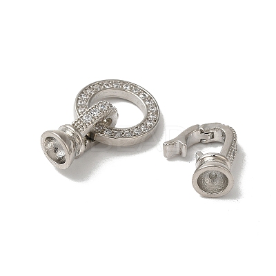 Rack Plating Round Ring Brass Micro Pave Cubic Zirconia Fold Over Clasps KK-F873-22P-01B-1