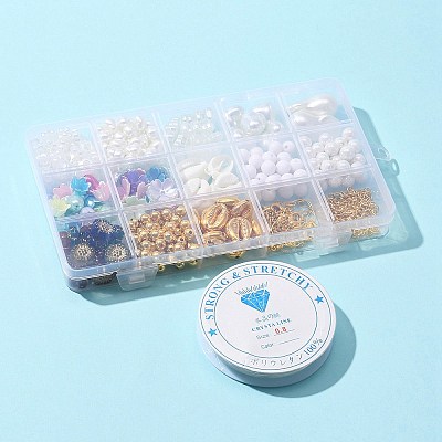 DIY Imitation Pearl Earring Bracelet Necklace Making Kit DIY-FS0003-09-1