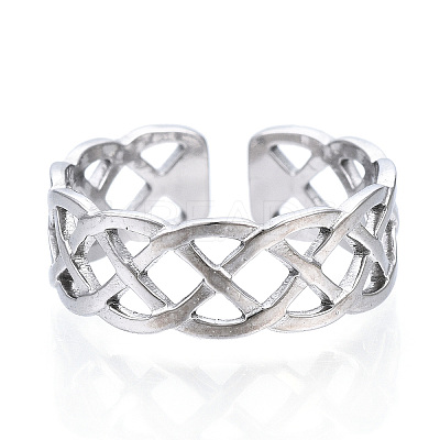 Non-Tarnish 304 Stainless Steel Wire Wrap Open Cuff Ring LS-RJEW-N040-35-1