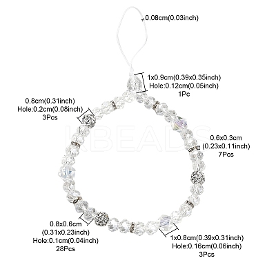Rondelle Glass & Polymer Clay Rhinestone Beads Phone Hand Strap Chains HJEW-YW0001-05D-1
