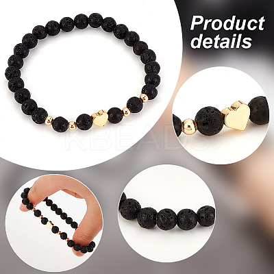 1 Set Bear & Cross & Moon & Crown & Heart & Butterfly Brass Beaded Stretch Bracelets Set BJEW-PH0004-22-1