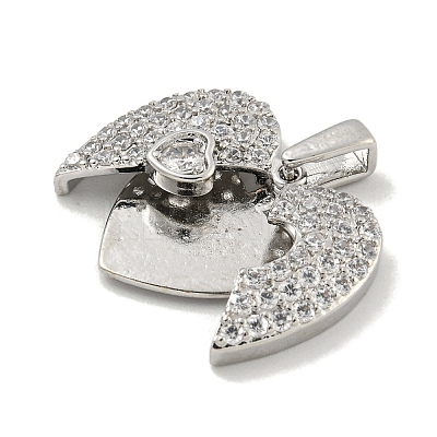 Rack Plating Brass Micro Pave Clear Cubic Zirconia Pendants KK-E114-06P-1