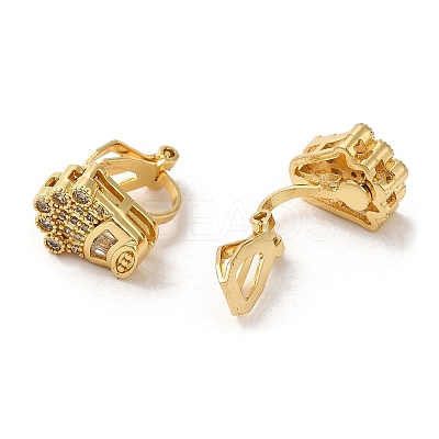 Rack Plating Real 18K Gold Plated Brass Crown Shape Clip-on Earrings EJEW-B034-02G-1