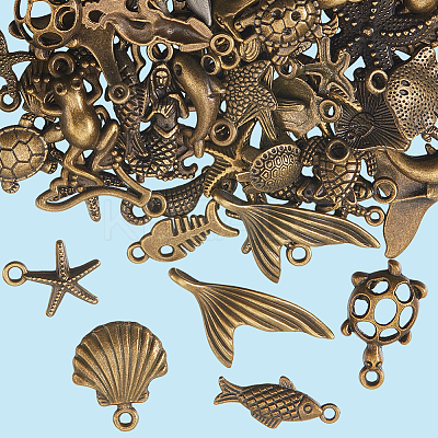 60Pcs Tibetan Style Alloy Pendants FIND-SP0004-07AB-1