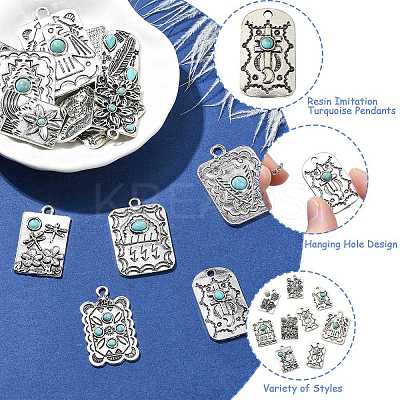24Pcs 12 Styles Resin Imitation Turquoise Pendants FIND-CJ0003-52-1