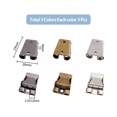 9Pcs 3 Colors Iron Bolo Tie Slide Clasps IFIN-FH0001-78-1