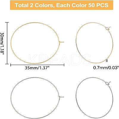 100Pcs 2 Colors 316 Surgical Stainless Steel Wine Glass Charms Rings STAS-UN0028-95B-1