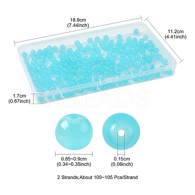 2 Strands Baking Paint Imitation Jade Glass Round Bead Strands DGLA-FS0001-20C-1