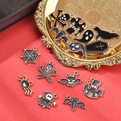 20Pcs 10 Styles Halloween Alloy Enamel Pendants ENAM-FP0002-91-1