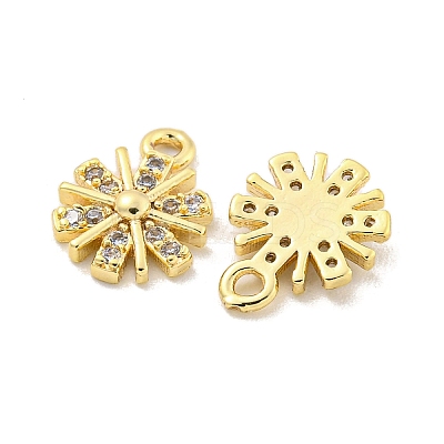 Brass Micro Pave Clear Cubic Zirconia Charms KK-Z044-16G-1