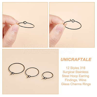 120Pcs 12 Styles 316 Surgical Stainless Steel Hoop Earring Findings STAS-UN0053-46-1