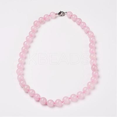 Natural Rose Quartz Beads Necklaces NJEW-F138-8mm-05-1