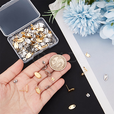 60Pcs 6 Style 201 Stainless Steel Stud Earring Findings EJEW-BBC0001-03-1