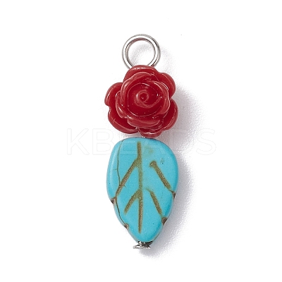 Dyed Synthetic Turquoise & Opaque Resin Pendants PALLOY-JF02713-1