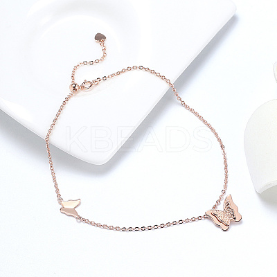 925 Sterling Silver Cable Chain Anklet AJEW-Z029-01RG-1