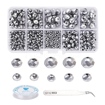 710Pcs Electroplate Transparent Glass Beads Strands DIY-YW0003-07-1