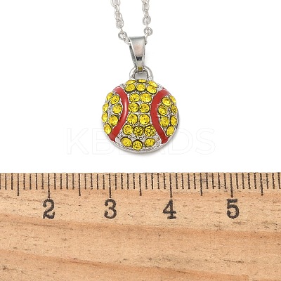 Zinc Alloy Sunflower Rhinestone Sport Ball Pendant Cable Chain Necklaces LS-NJEW-U024-01P-01-1