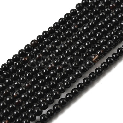 Natural Black Onyx Round Bead Strands G-A130-3mm-K04-1