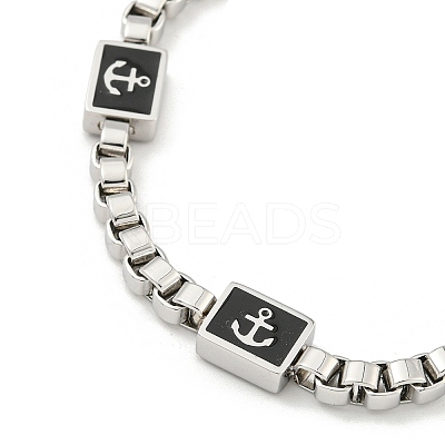 304 Stainless Steel Enamel Box Chain Anchor Link Bracelets for Women BJEW-G717-15P-1