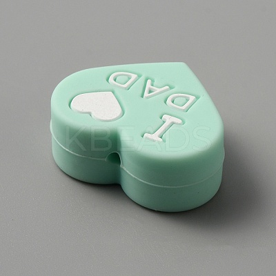 Heart with Word I Love Mom Silicone Beads SIL-WH0001-61C-1