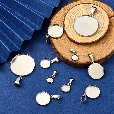 35Pcs 7 Styles 304 Stainless Steel Pendant Cabonchon Settings STAS-CJ0002-16-1