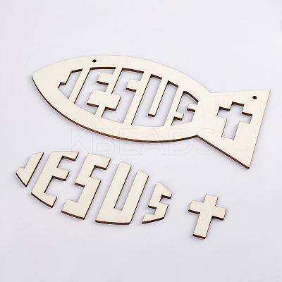 Easter Theme DIY Jesus Fish Pendant Decoration Making Kits DIY-OC0003-88-1