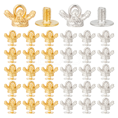 32Pcs 2 Colors Alloy Crown Nipple Studs Rivets FIND-WR0006-14-1