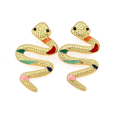 304 Stainless Steel Enamel Stud Earrings EJEW-Z116-02G-1