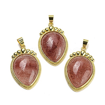 Natural Strawberry Quartz Pendants G-F760-02A-01G-1