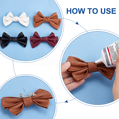 8Pcs 4 Colors Imitation Leather Bowknot Accessories DIY-PH0013-38-1