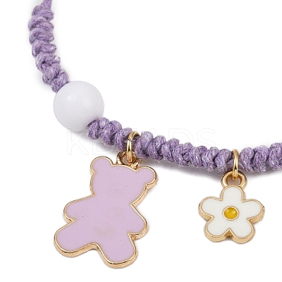 Flower & Bear Alloy Enamel Charm Bracelets BJEW-JB11696-02-1