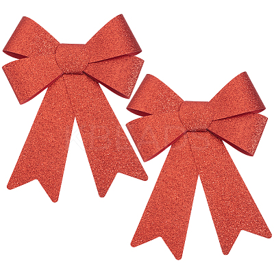 Christmas PVC Glitter Bowknot AJEW-SP0003-72B-01-1