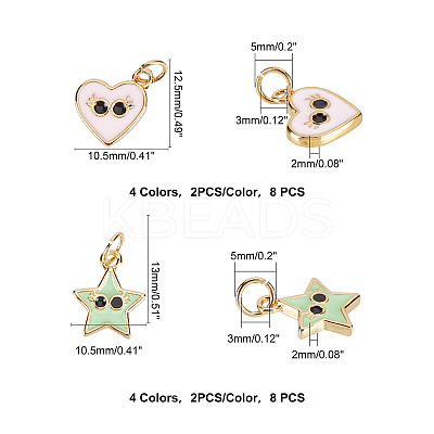 16Pcs 2 Style Real 18K Gold Plated Brass Enamel Charms KK-FH0002-11-1