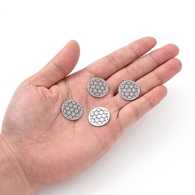 Non-Tarnish 201 Stainless Steel Sacred Geometry Pendants STAS-S105-JN899-1-1