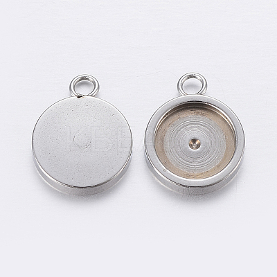 Tarnish Resistant 201 Stainless Steel Pendant Cabochon Settings STAS-P198-17-8mm-1
