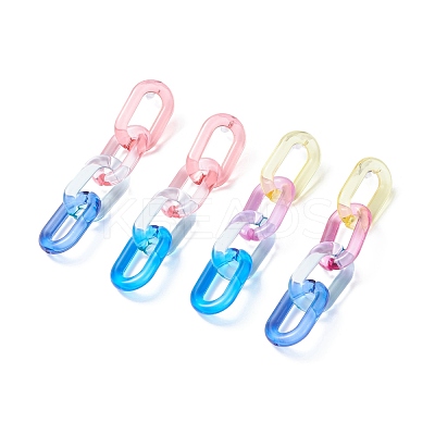 2Pair 2 Color Candy Color Acrylic Cable Chain Tassel Dangle Stud Earrings for Women EJEW-JE04769-1