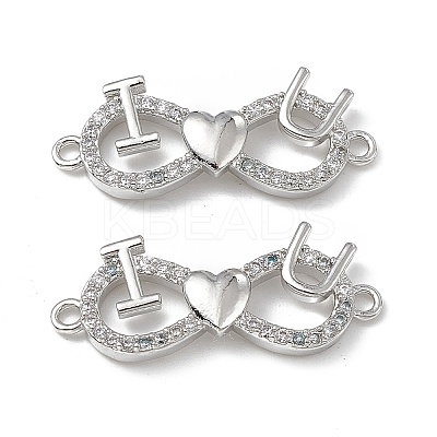 Brass Micro Pave Clear Cubic Zirconia Connector Charms KK-E068-VB377-1