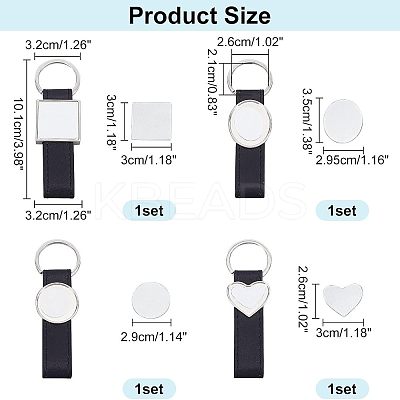4Pcs 4 Style Sublimation Keychain Blanks KEYC-WR0001-08-1