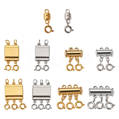 10Pcs 10 Styles Alloy Magnetic Clasps Slide Lock Clasps with Spring Ring Clasps FIND-TA0002-03-1
