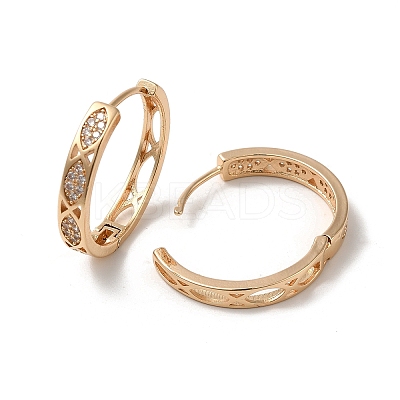 Brass Micro Pave Cubic Zirconia Hoop Earrings EJEW-M238-60KCG-1