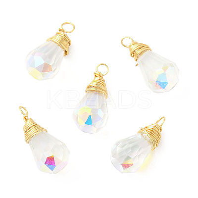 Rack Plating Brass with Glass Pendant KK-C023-01A-1