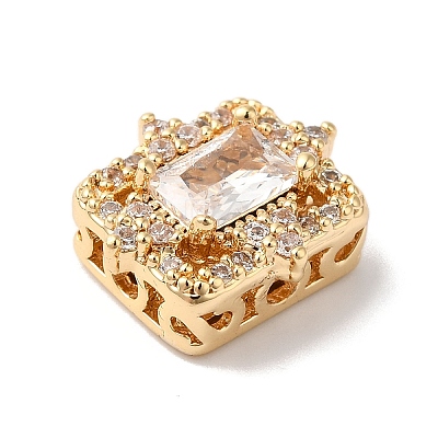 Brass with Clear Cubic Zirconia Beads KK-G503-07G-1