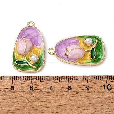 Alloy Enamel Flower Pendants ENAM-B028-41KCG-01-1