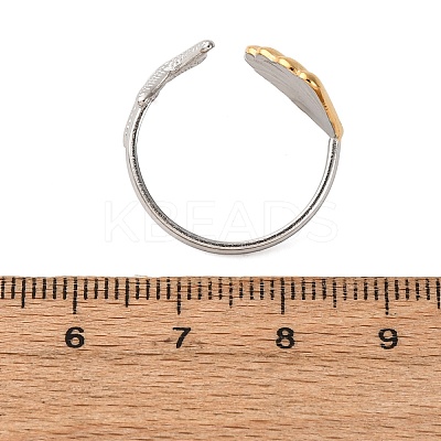 304 Stainless Steel Double Color Cuff Rings RJEW-S635-01GP-O-1