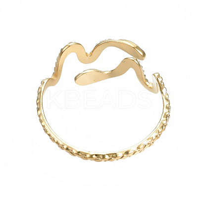 304 Stainless Steel Snake Wrap Open Cuff Ring RJEW-T023-82G-1
