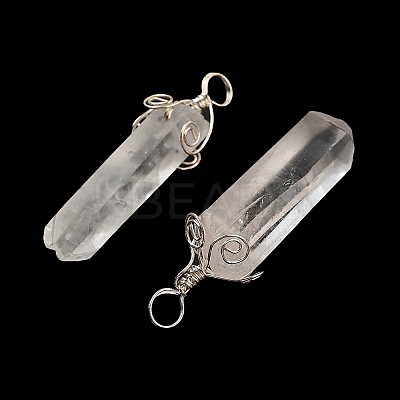 Natural Quartz Crystal Big Pointed Pendants G-P253-01P-1