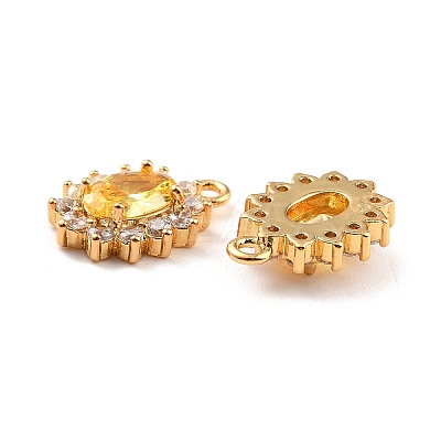 Real 18K Gold Plated Brass Micro Pave Cubic Zirconia Charms ZIRC-Z023-04A-NR-1