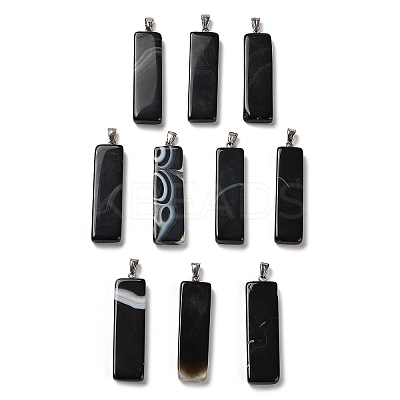 Natural Black Agate Dyed & Heated Pendants G-H289-05P-02-1